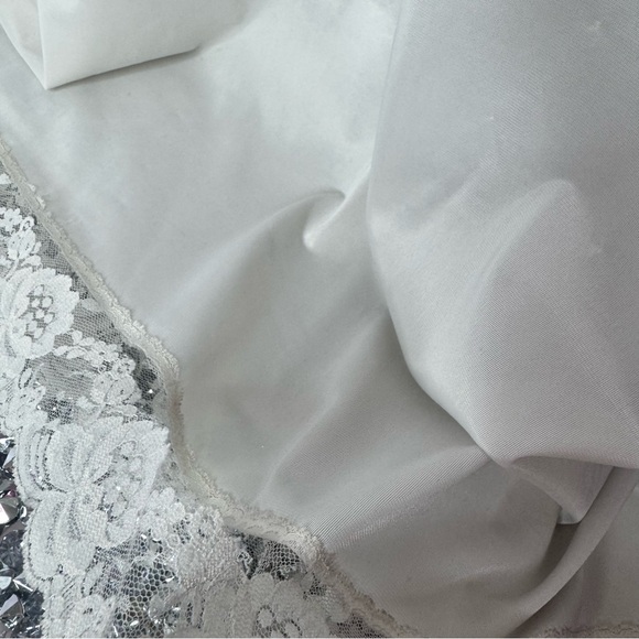 Dress long maxi light white Elegant Cream Lace Trim Nightgown Lacie vintage slip - Picture 8 of 12